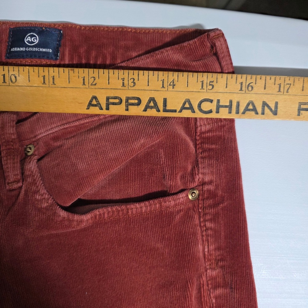 AG Adriano Goldschmied The Stevie Slim Straight Corduroy Pants Rust Orange 30R - Picture 10 of 13